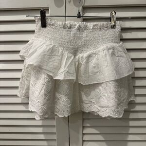 Katie J NYC White Ruffled Eyelet Skirt